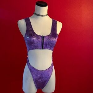 Queen Anaconda Velvet MonoKini - PURPLE